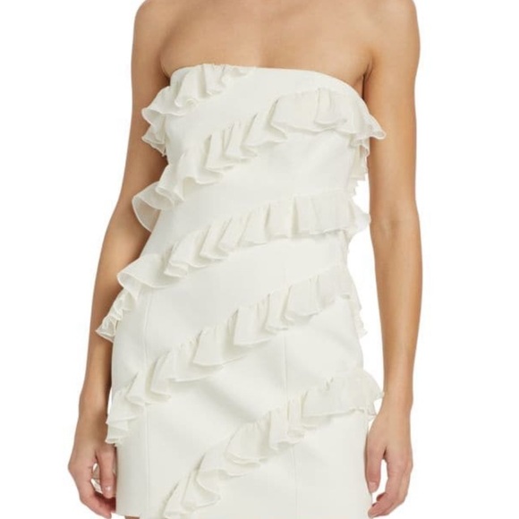 Cinq à Sept Cream Strapless Ruffle Dress - Ninette Ruffled Minidress
